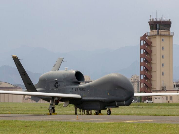 USAF RQ-4 Global Hawks return to Yokota AFB, Japan