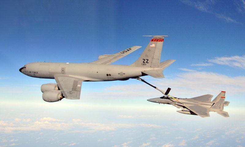 KC-135 Stratotanker and F-15C fighter 